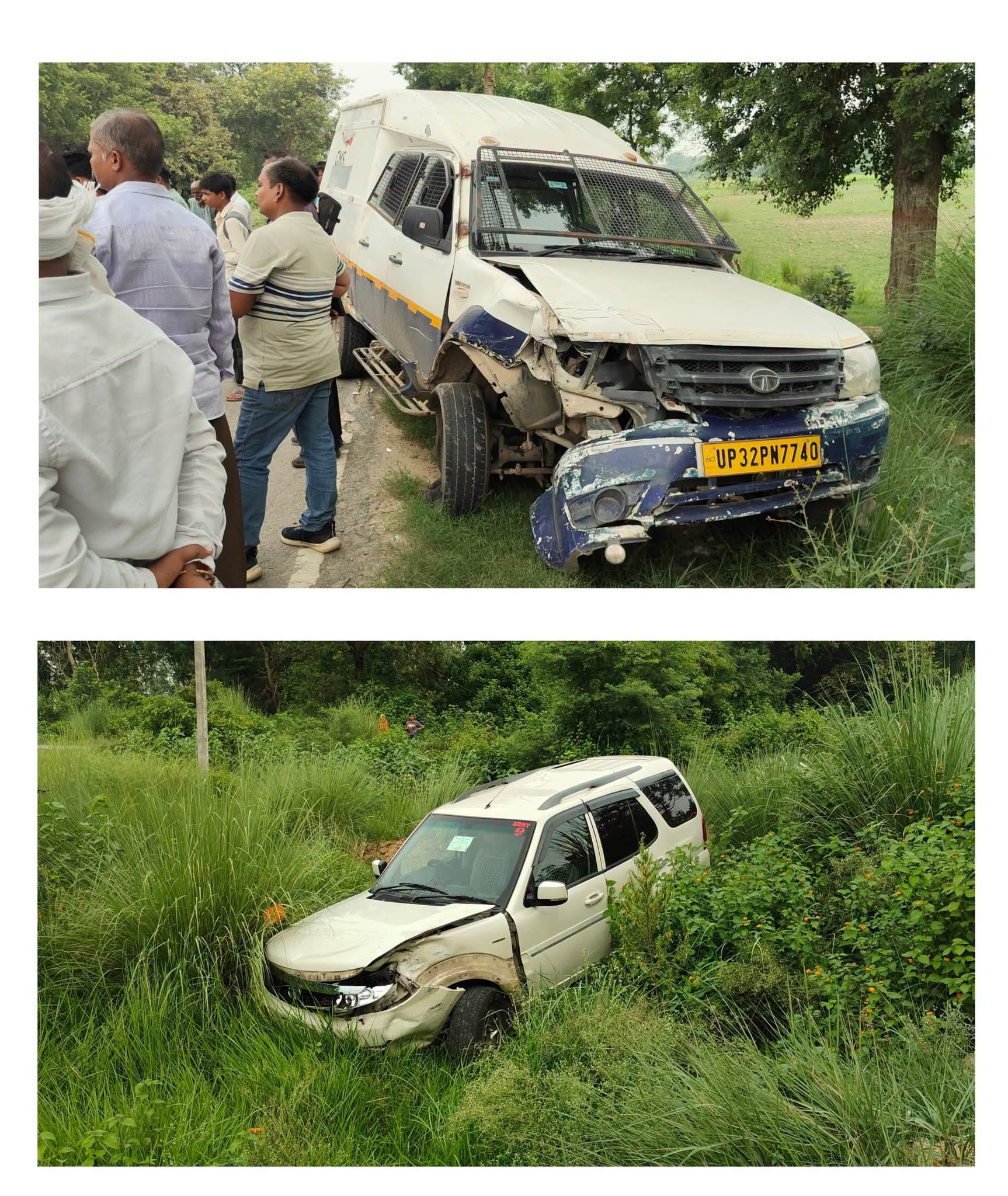 FB IMG 1785341145319 - कैश‌ वैन और सफारी में जबरदस्त टक्कर,बाल-बाल बचे सवार।