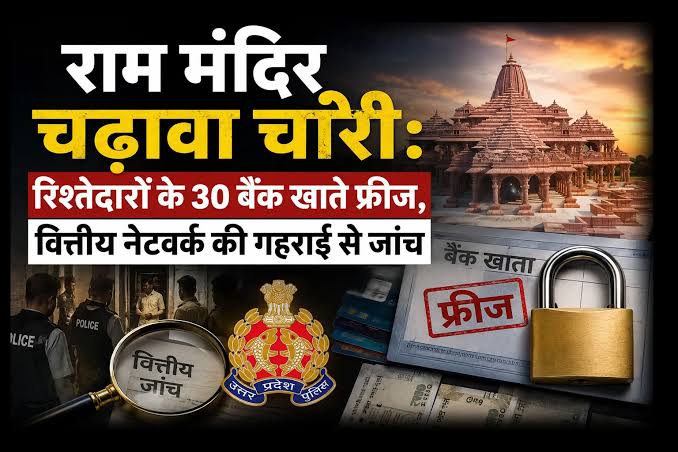 images - श्रीराम मंदिर चढ़ावा चोरी, रिश्तेदारों के 30 बैंक खाते फ्रीज।