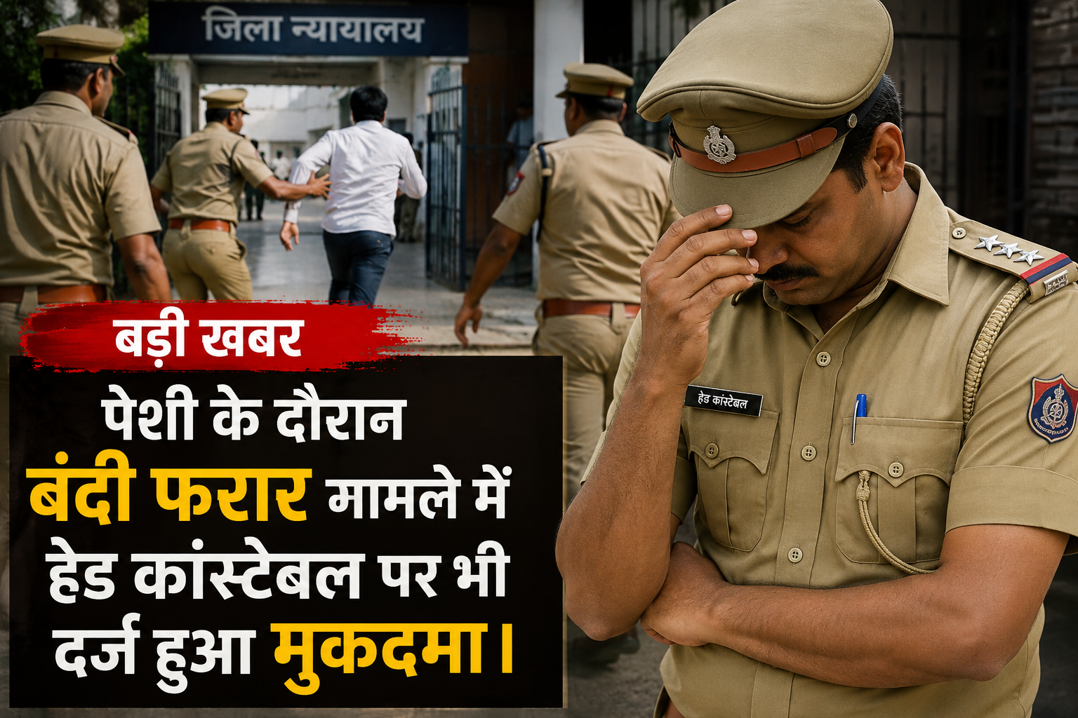 file 000000004f0882118a68e75aa75b3203 - पेशी के दौरान बंदी फरार मामले में हेड कांस्टेबल पर भी दर्ज हुआ मुकदमा।