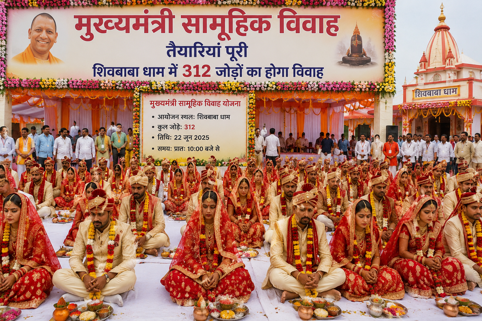 file 00000000b93c8211964b87a6903ff232 - मुख्यमंत्री सामूहिक विवाह की तैयारियां पूरी, शिवबाबा धाम में 312 जोड़ों का होगा विवाह।