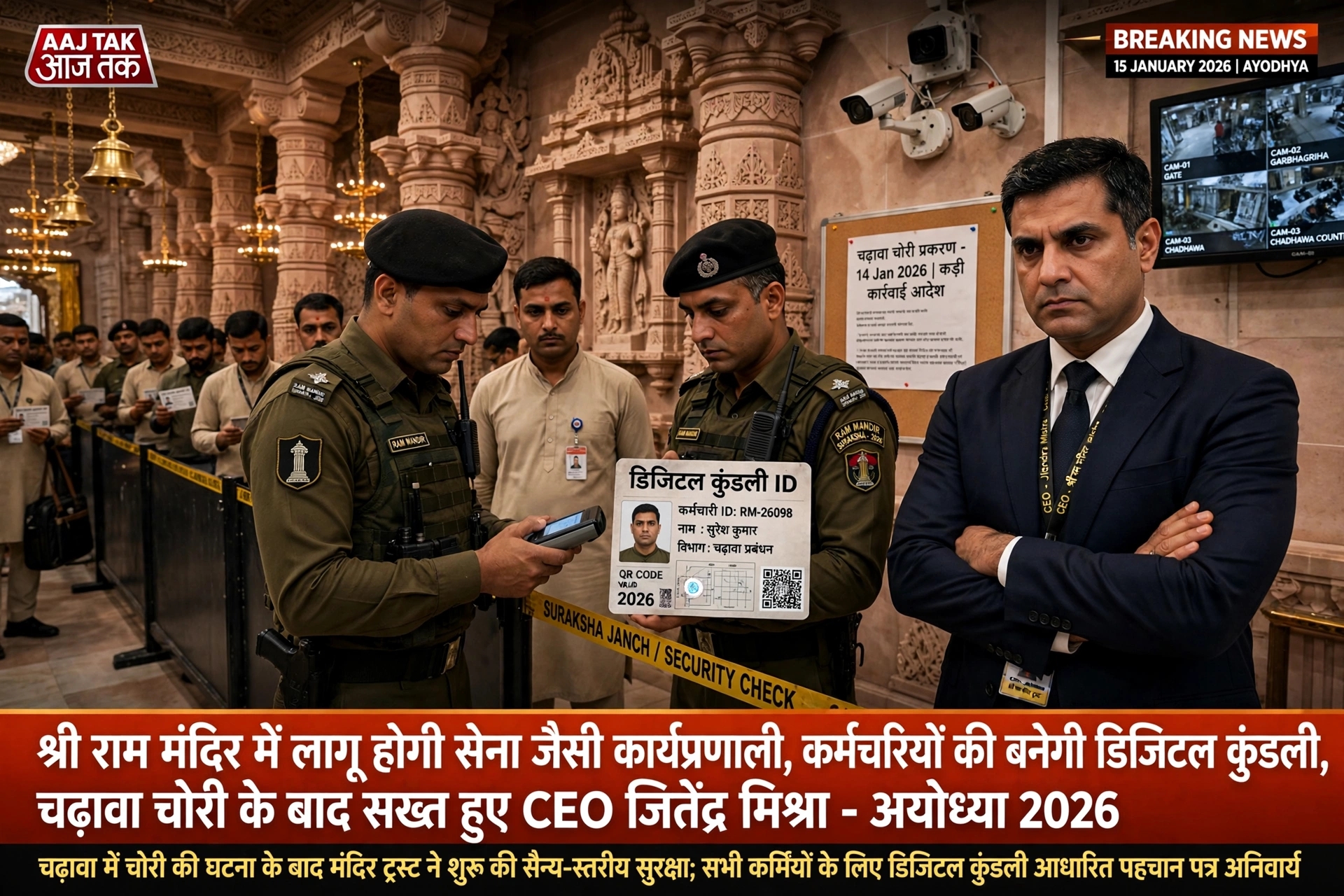 IMG 20261004 WA2255 - श्रीराम मंदिर में लागू होगी सेना जैसी कार्यप्रणाली, कर्मचारियों की बनेगी 'डिजिटल कुंडली' चढ़ावा चोरी के बाद सख्त हुए CEO जितेंद्र मिश्र।